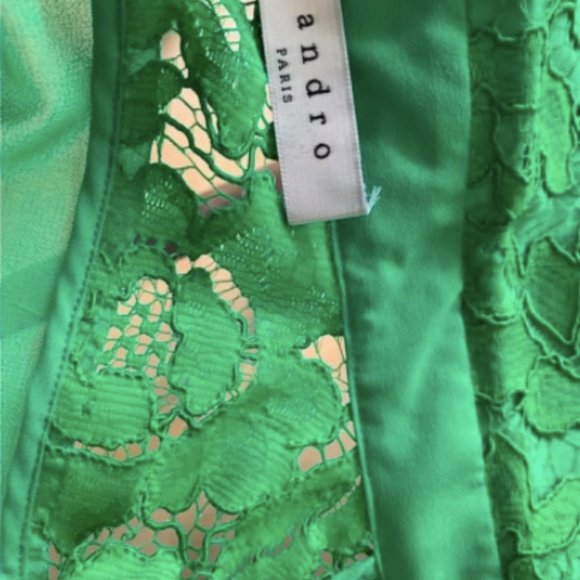 Sandro Paris Green Floral Lace Button Up Blouse - Picture 7 of 7